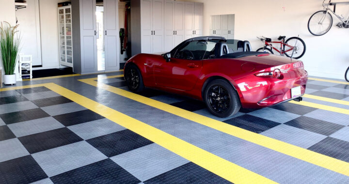 RaceDeck Circletrac garage floor with Mazda